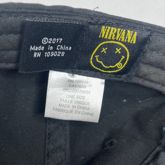 Nirvana Baseball Cap Hat Black Yellow Embroidery Happy Face - Picture 10 of 10